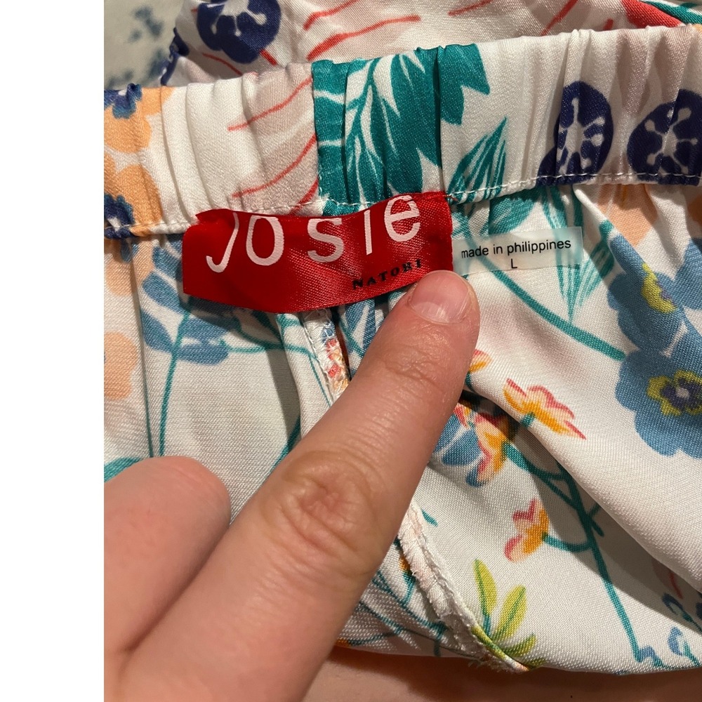 Josie by Natori Floral Print Pajama Pants Wide Leg Lounge Bottoms Multi Color L - Picture 4 of 4